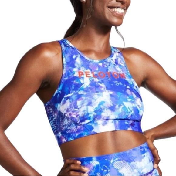 NEW Peloton x WITH Blue Moves High Neck Racerback Cutout Sports Bra Size Medium - Picture 4 of 15